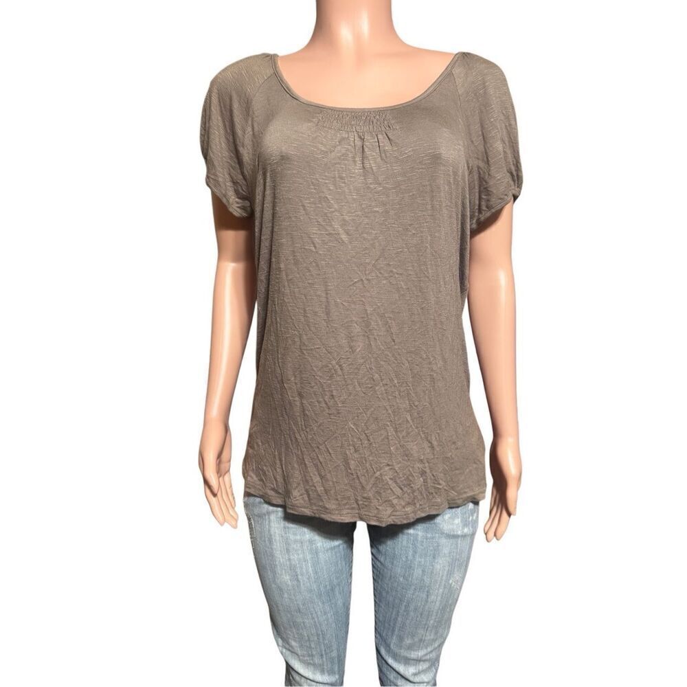 Fashion scoop neck short sleeve blouse XL